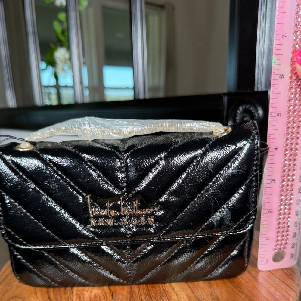 Nicole Miller New York Quilted Black Crossbody Bag Gold Chain Strap NWT - Picture 7 of 7
